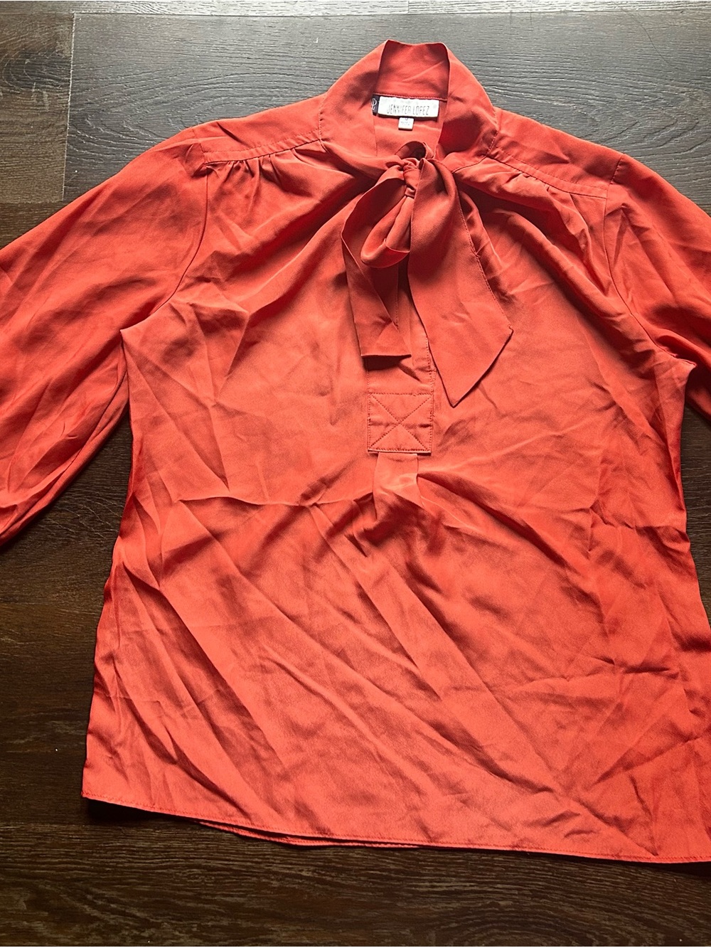 Jennifer Lopez Coral Tie-Neck Blouse